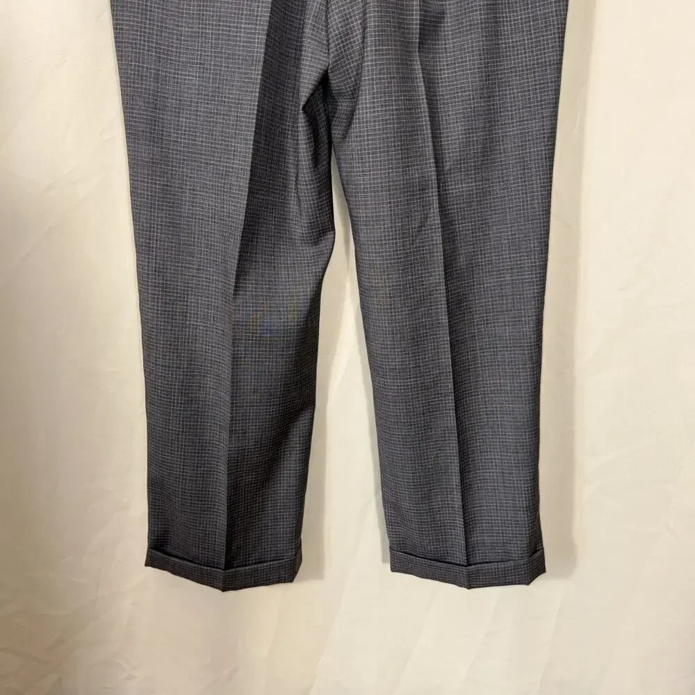 Lauren Ralph Lauren Men’s Wool Dress Slacks Gray Glen Check Pleated 38W 32L